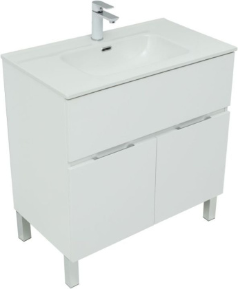 Тумба под раковину Aquanet Алвита New 80 1 ящик, 2 дверцы, белый матовый