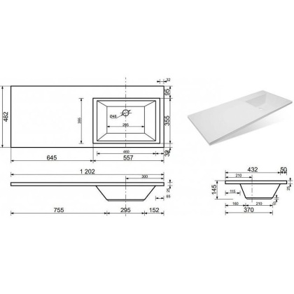 Раковина Sanstar Эстет Даллас 120 R ФР-00001528 Белый