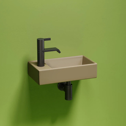 Умывальник подвесной прямоугольный (чаша справа, отверстие под смеситель слева) цвет капучино матовый Element 407*217*100