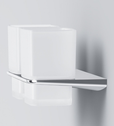 A50A343400 Inspire V2.0, Двойной стеклянный стакан с настенным держателем, хром, шт