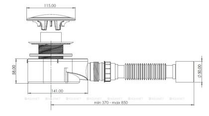 Сифон для душевого поддона Aquanet с накладкой, белый