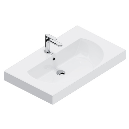 Раковина BUONGIORNO подвесная/мебельная 80, белая глянцевая