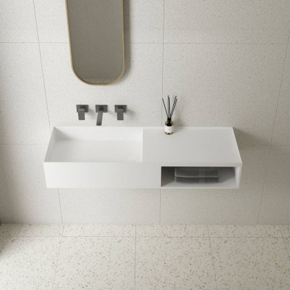 Раковина из искусственного камня Vincea VWB-6S180MW, 800*400*200, подвесная, цвет белый матовый Раковина из искусственного камня Vincea VWB-6S180MW, 800*400*200, подвесная, цвет белый матовый