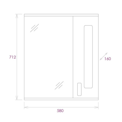 Шкаф-зеркало Onika Кристалл 67 белый, правый, с подсветкой
