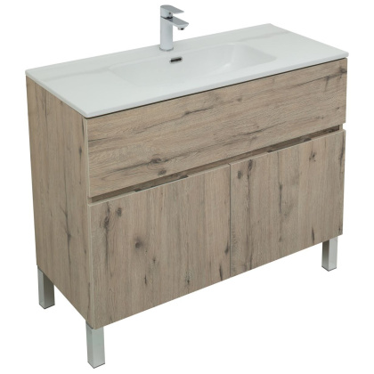 Мебель для ванной Aquanet Алвита New 100 1 ящик, 2 дверцы, дуб веллингтон белый