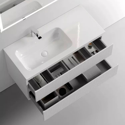 Тумба подвесная SANCOS Snob T левая 995х445х500, c двумя ящиками оснащенными доводчиками, Bianco , арт.SNT100LW