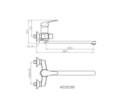 Смеситель для ванны/душа Agger Exact A2121100 с душевым набором