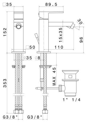 Смеситель для биде FUTURA однорычажный с донным клапаном, хром Смеситель для биде FUTURA однорычажный с донным клапаном, хром