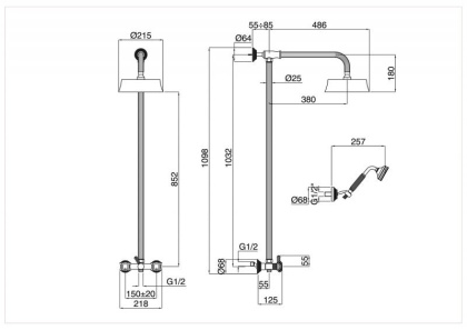 OLIMP-CD-03/24-M Душевая стойка классическая со смесителем, верхним и ручным душем, ручки Металл, исполнение Золото OLIMP-CD-03/24-M Душевая стойка классическая со смесителем, верхним и ручным душем, ручки Металл, исполнение Золото