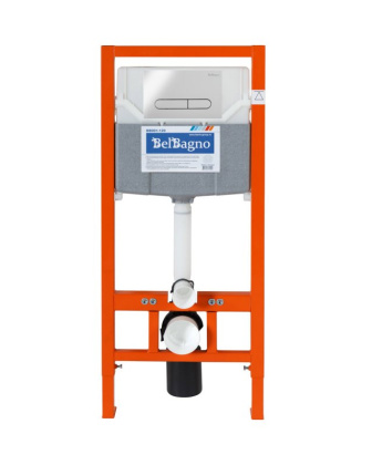 Инсталляция BelBagno 120 для подвесного унитаза, 1150х500х120 мм, со смывным бачком скрытого монтажа, фронтальное управление, крепление к стене в комп