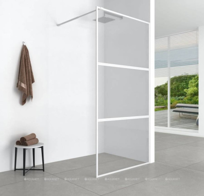 Душевая перегородка Aquanet 80x200 SW-800WT профиль белый, прозрачное стекло