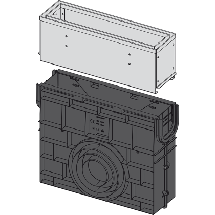 Пескоуловитель для дренажного канала с щелевой асимметричной сервисной надставкой 160 мм, оцинкованная сталь 