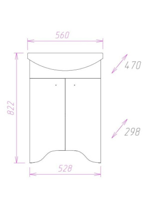 Тумба Onika Омега 55 напольная, белая (ум. Арго 55)