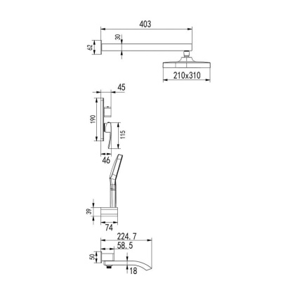 Душевая система встраиваемая Rose R1535F, белый/хром