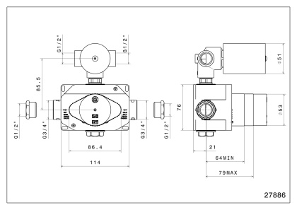 Универсальная внутренняя часть для термостатического смесителя на два потока для душа Универсальная внутренняя часть для термостатического смесителя на два потока для душа