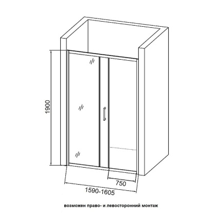 Душевая дверь Orange E02-160TCR в нишу, 160х190