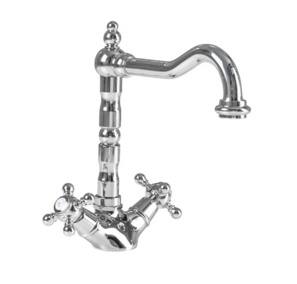 GOLF-LS2-03/24 Смеситель для раковины с донным клапаном золото, ручки золото