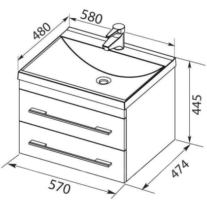 Тумба под раковину Aquanet Верона 58 New белый матовый