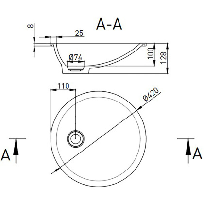 Раковина полувстраиваемая Salini Marea 08 1802208M
 Раковина полувстраиваемая Salini Marea 08 1802208M