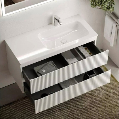 Тумба подвесная SANCOS Snob R правая 995х445х500, c двумя ящиками оснащенными доводчиками, Bianco , арт.SNR100RW