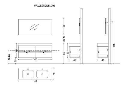 Тумба без раковины Vallessi 140*46см Stone Grey 837-140-GS Boheme