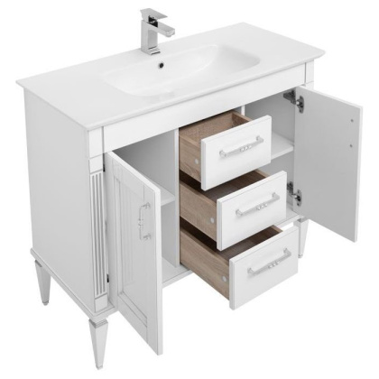 Комплект мебели для ванной Aquanet Селена 105 белый/серебро (3 ящика, 2 дверцы)