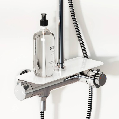 977750000 Jupiter душевая система с душевым ТМС смесителем-полкой, хром