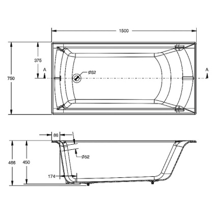 Чугунная ванна Jacob Delafon Biove 150х75 E6D903-0, белый, шт Чугунная ванна Jacob Delafon Biove 150х75 E6D903-0, белый, шт