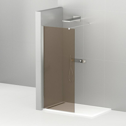 LIBERTA-L-1-110-120-BR-Cr Душевая перегородка с односторонним входом, стекло бронза, профиль хром, 1100x1200x1950 мм