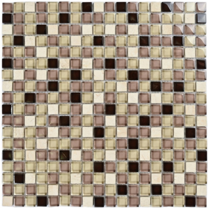 Мозаика стеклянная с камнем Glass Stone-12 (чип 8*15*15) 300*300(11шт.-0.99м2), м2 Мозаика стеклянная с камнем Glass Stone-12 (чип 8*15*15) 300*300(11шт.-0.99м2), м2