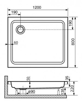 Душевой поддон RGW Style 80 x 120 см прямоугольный, акриловый, белый, 16180282-11
