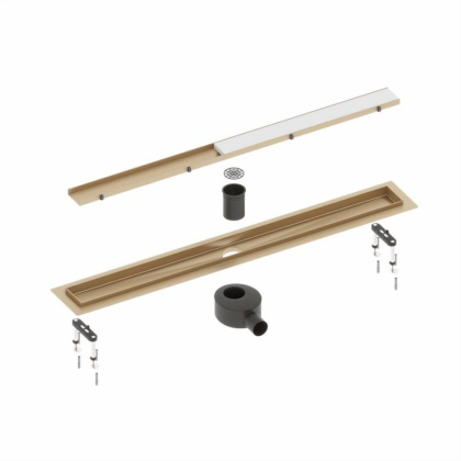 Душевой лоток TIMO Drain System 900 с двусторонней панелью "plate" под плитку, Чёрный