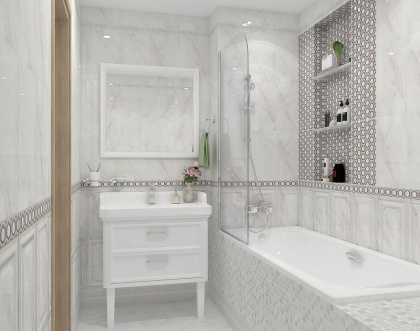 Плитка настенная 6357 Гран Пале белый панель 25*40*8 (9шт/0,9м2), м2