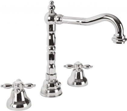 NOSTALGIA-BLS2-03/24 Смеситель для раковины на три отверстия с донным клапаном золото, ручки золото NOSTALGIA-BLS2-03/24 Смеситель для раковины на три отверстия с донным клапаном золото, ручки золото