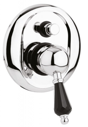 VINTAGE-VDIM-03/24-Sw-N Встраиваемый смеситель для душа с переключателем Исполнение: Золото 24 карат, Ручки: Swarovski Nero 