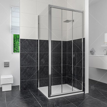 Душевой уголок RGW CL-30, 04093000-11, 100 х 100 x 185 см, дверь раздвижная, стекло прозрачное, хром
