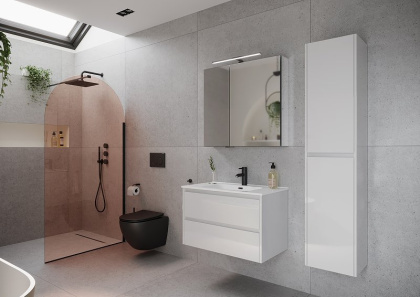 Тумба подвесная SANCOS Libra 790х450х500, c двумя ящиками оснащенными доводчиками, белый глянец , арт. LB80W