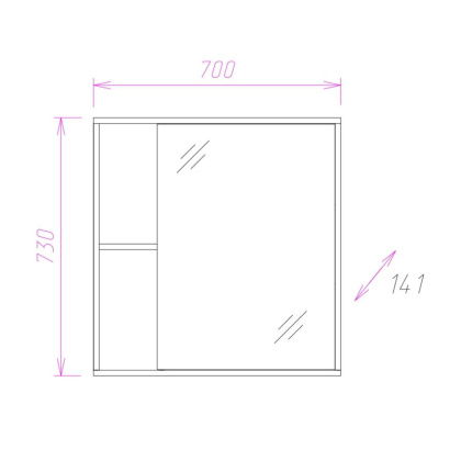 Шкаф-зеркало Onika Дельта 70 ясень шимо, универсальный