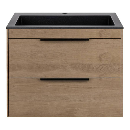 База под раковину Chiara 2D 600 подвесная, 2 выкатных ящика soft-close, N.Oak