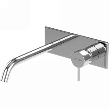 LEAF-BLI1-L-01-W0 Смеситель для раковины встраиваемый, однорычажный, излив и ручка на единой площадке, длина излива 23 см, исполнение Хром