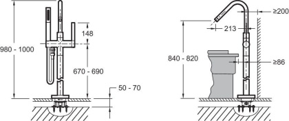 Смеситель напольный Jacob Delafon Stillness д/ванны, хром, E97344-CP, шт