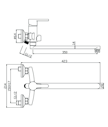 Смеситель д/ванны с длинным изливомTORRES, арт.17221TR