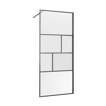 Душевая перегородка Walk-In VSW-1HC800CFGM, 800*2000, вороненая сталь, стекло прозрачное/рифленое