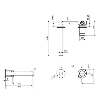Смеситель для умывальника скрытого монтажа EXCELLENT Pi AREX.1214GL (золото)
