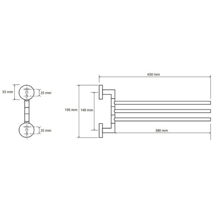 Тройной полотенцедержатель поворотный