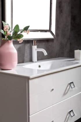 Тумба Piazza 100 белая + Хром_Комплект 841-100-WCR Boheme