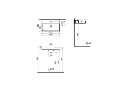 Прямоугольная раковина-чаша ArchiPlan c отверстием под смеситель, 60 см, цвет белый Прямоугольная раковина-чаша ArchiPlan c отверстием под смеситель, 60 см, цвет белый