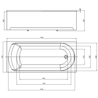 Акриловая ванна Акватек Ника 170х75 NIK170-0000001