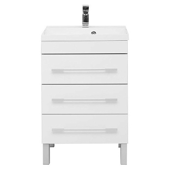 Тумба с раковиной Aquanet Верона 58 белый (напольная 3 ящика)