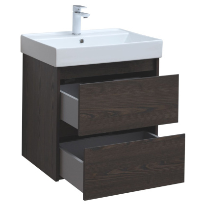 Тумба под раковину Aquanet Nova Lite 60 дуб черный (2 ящика)